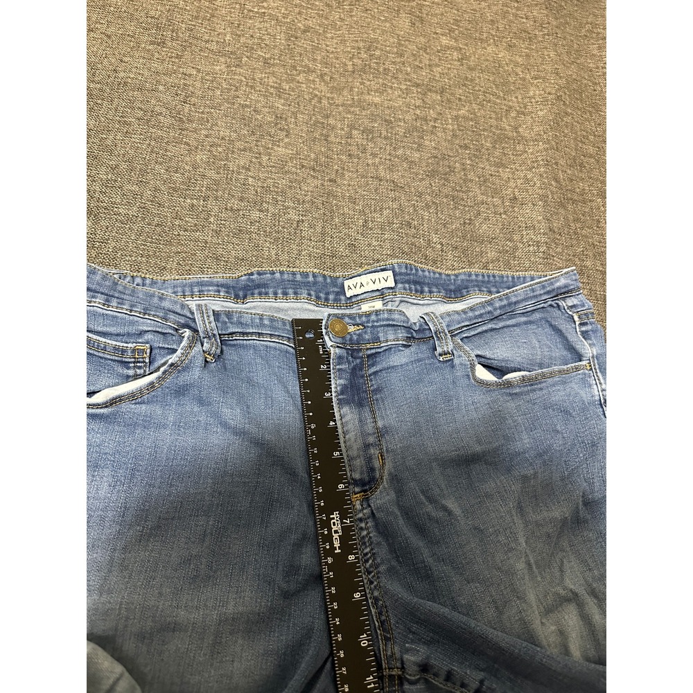 Ava & Viv Women's 20W Jeans Blue Denim Skinny Stretch Casual - Picture 3 of 8